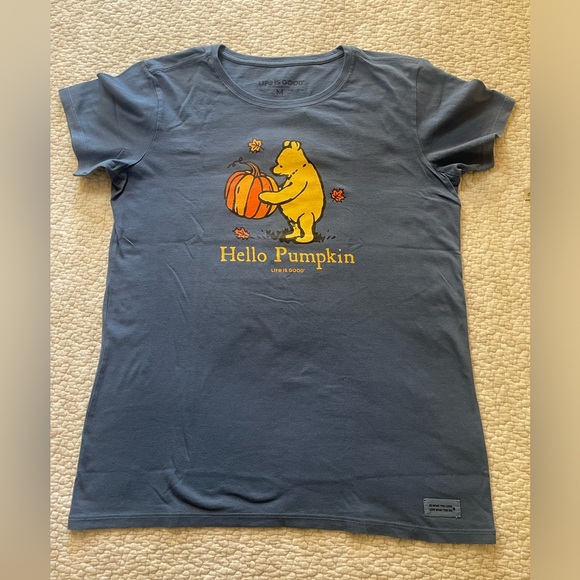 Life Is Good women’s M size tshirt. Winnie the Pooh, hello there, color blue. - Picture 1 of 5